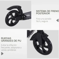 - Patinete Scooter Ajustable 2 ruedas Grande Negro*Homcom Outlet