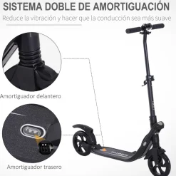 - Patinete Scooter Ajustable 2 ruedas Grande Negro*Homcom Outlet