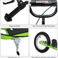 - Patinete Scooter Ajustable 2 ruedas Verde*Homcom Online