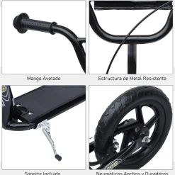 Best - Patinete Scooter Ajustable 2 ruedas Negro Patines Y Monopatines