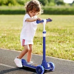 Clearance Homcom - Patinete Tri-scooter Azul con luces Motos Y Triciclos