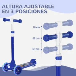 Clearance Homcom - Patinete Tri-scooter Azul con luces Motos Y Triciclos
