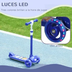 Clearance Homcom - Patinete Tri-scooter Azul con luces Motos Y Triciclos