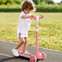 Discount Homcom - Patinete Tri-scooter Rosa con luces Motos Y Triciclos