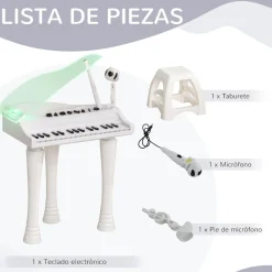 Outlet Homcom - Piano electrónico 32 teclas con taburete y micro Música|Electrónicos