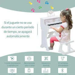 Online - Piano Electrónico 37 teclas con taburete Blanco Música|Electrónicos