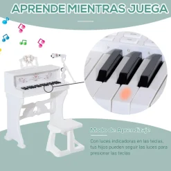 Online - Piano Electrónico 37 teclas con taburete Blanco Música|Electrónicos