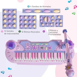Discount - Piano Infantil 37 Teclas Rosa Música|Electrónicos