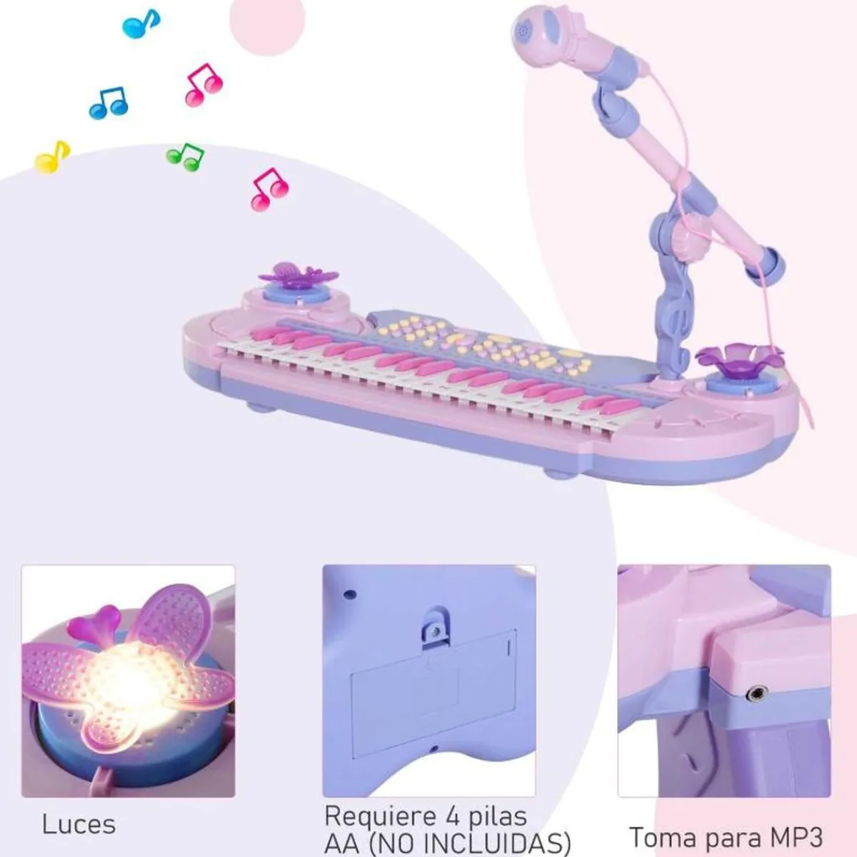Discount - Piano Infantil 37 Teclas Rosa Música|Electrónicos