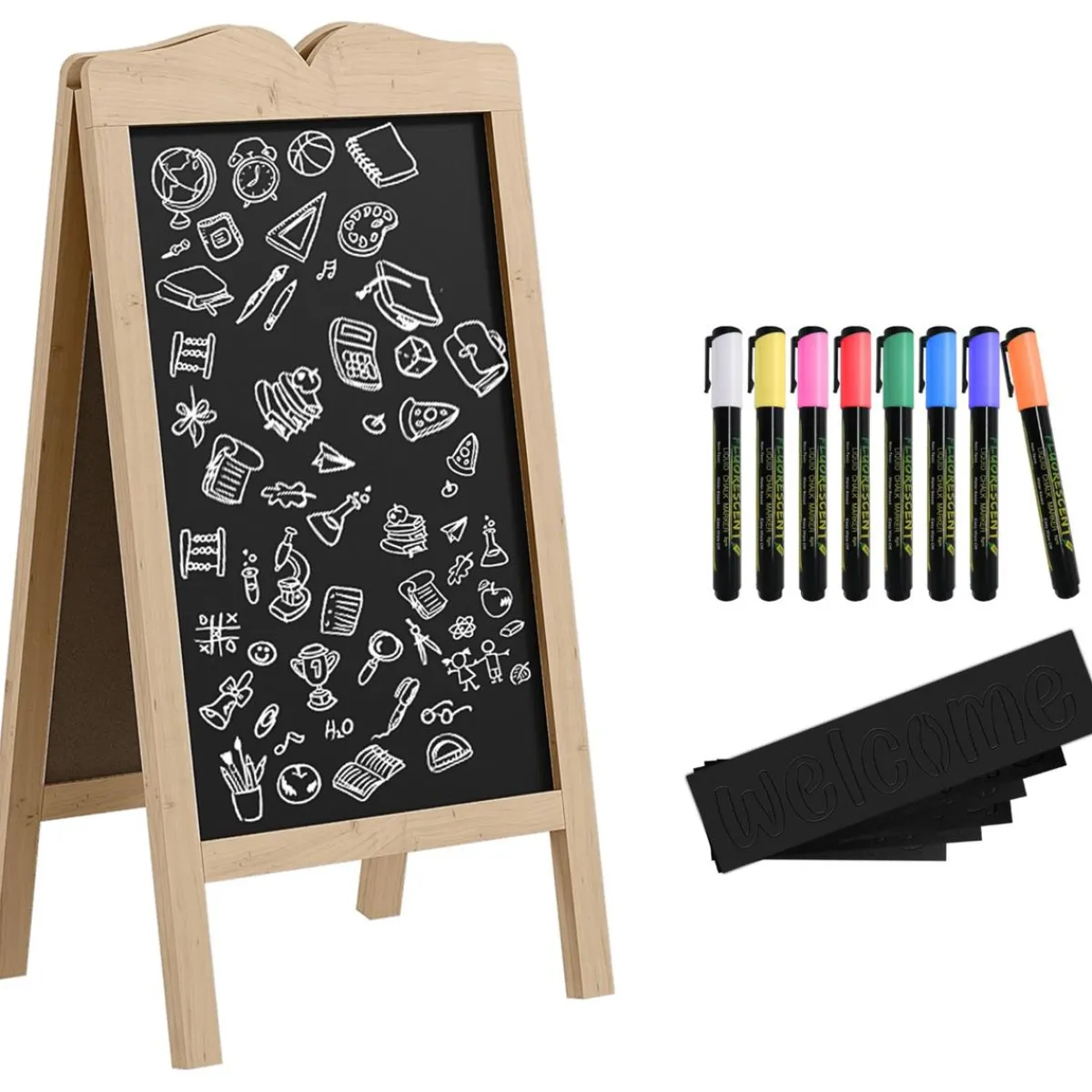 Homcom - Pizarra caballete doble con tizas y plantillas*VINSETTO Best