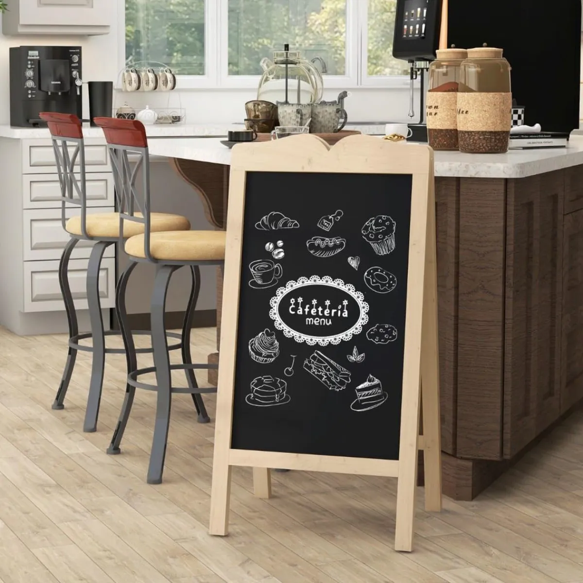 Homcom - Pizarra caballete doble con tizas y plantillas*VINSETTO Best