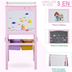 - Pizarra infantil 3 en 1 con caballete*Homcom Hot