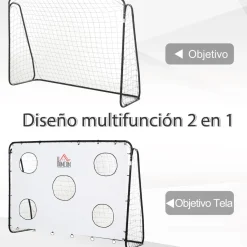 Hot - Portería de fútbol con lona de entrenamiento Blanco Deportes