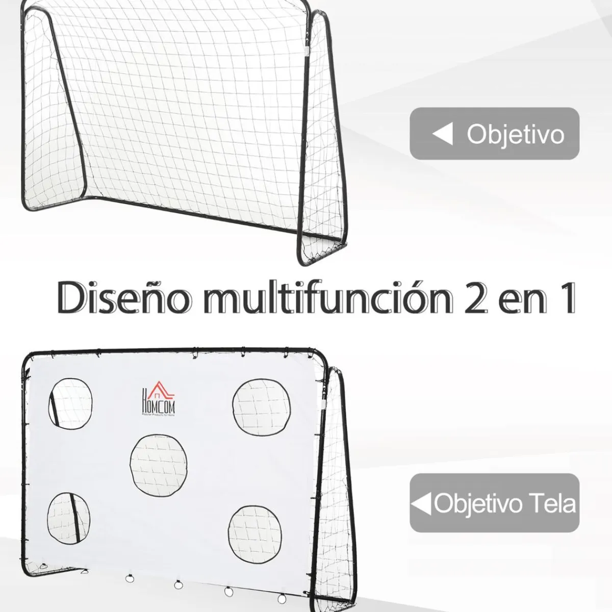 Hot - Portería de fútbol con lona de entrenamiento Blanco Deportes