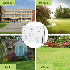 Hot - Portería de fútbol con lona de entrenamiento Blanco Deportes