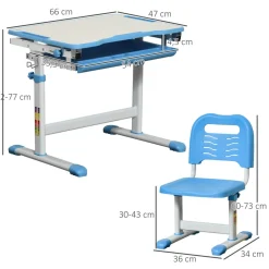 - Pupitre infantil con silla Azul y Blanco*Homcom Hot