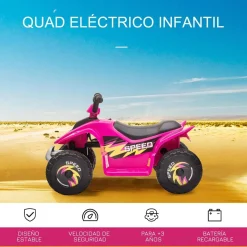 - Quad Eléctrico Batería 6V Rosa*Homcom Best