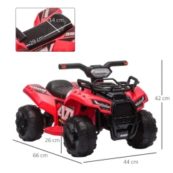 Discount - Quad eléctrico con faros LED rojo Vehículos De Batería O A Pedales