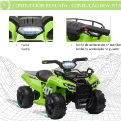 Clearance - Quad eléctrico con faros LED verde Vehículos De Batería O A Pedales