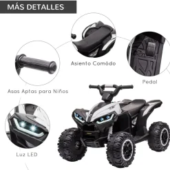 New - Quad eléctrico 12V blanco Vehículos De Batería O A Pedales