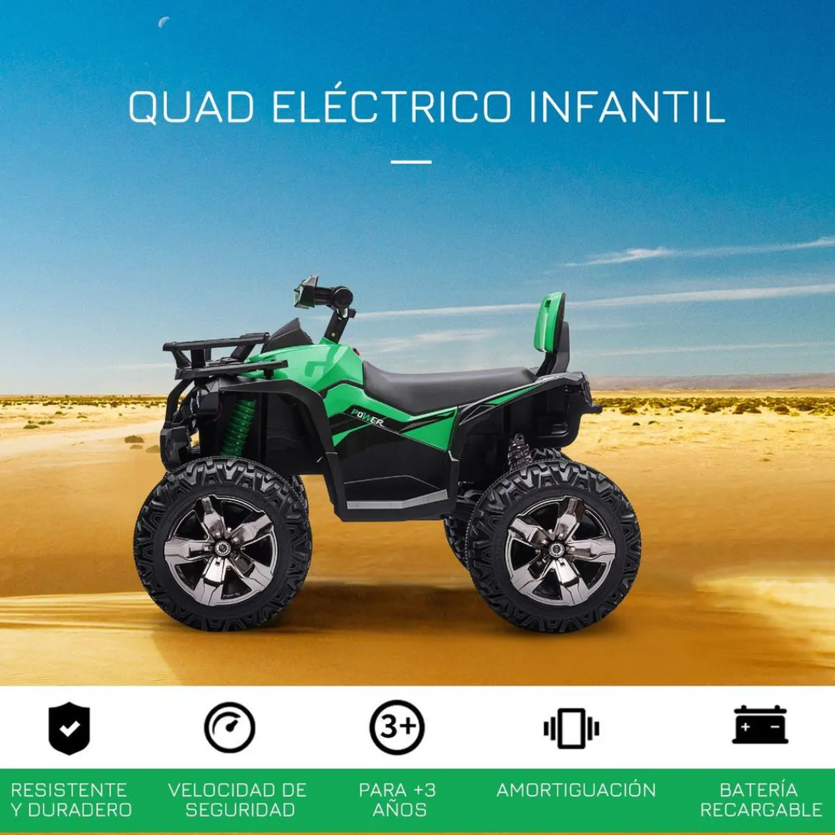 - Quad eléctrico 12V verde*Homcom Clearance