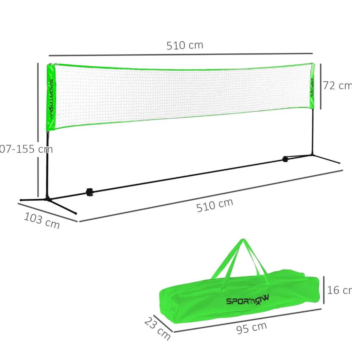 Homcom - Red con soportes y accesorios*SPORTNOW Outlet