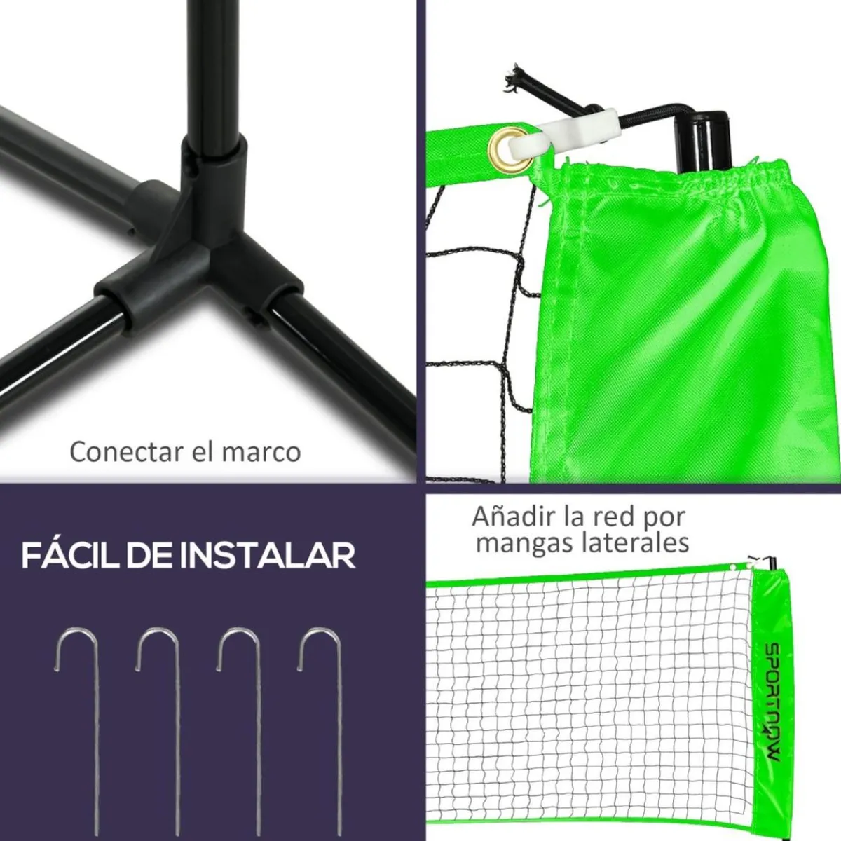 Homcom - Red con soportes y accesorios*SPORTNOW Outlet