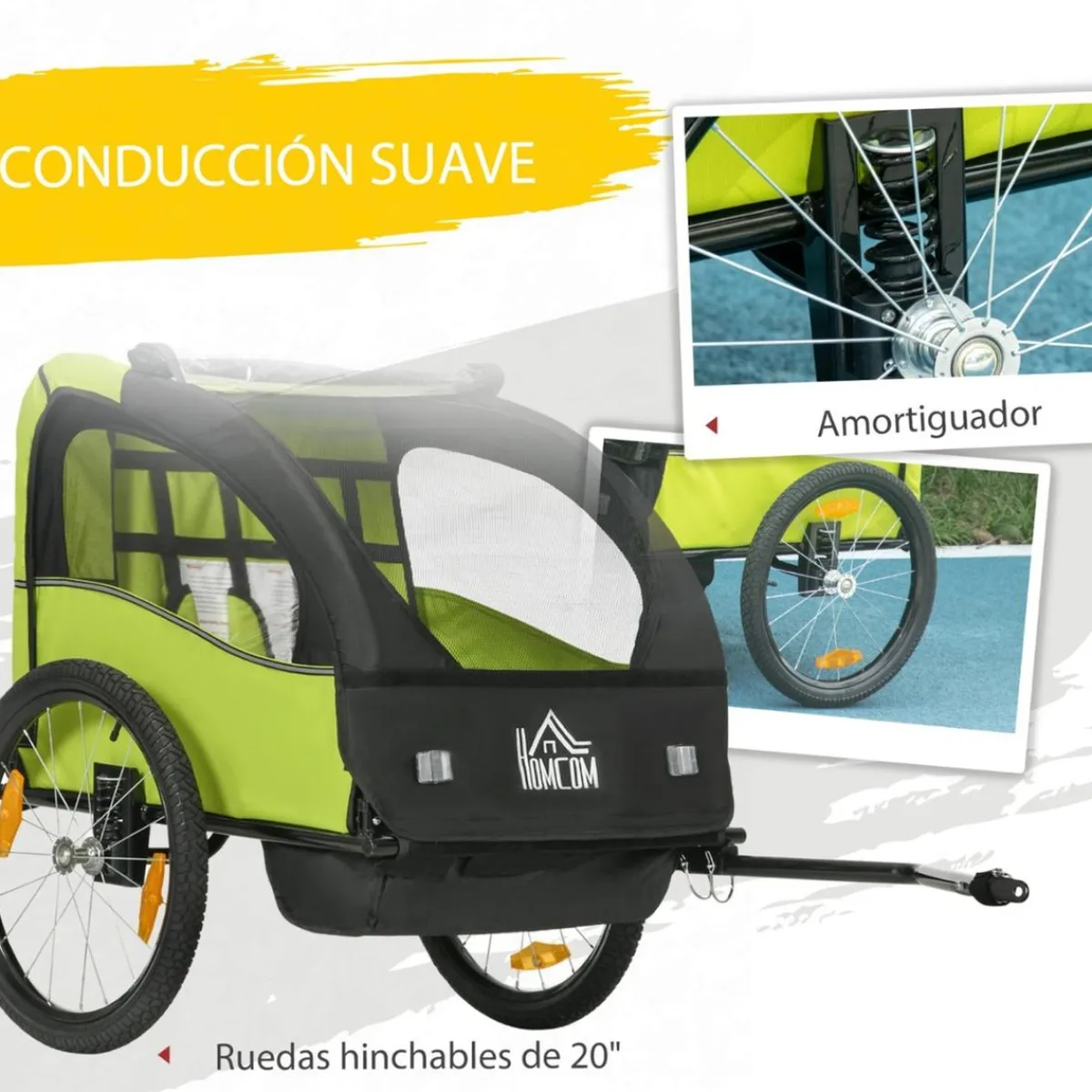 - Remolque para bicicleta Verde*Homcom Hot