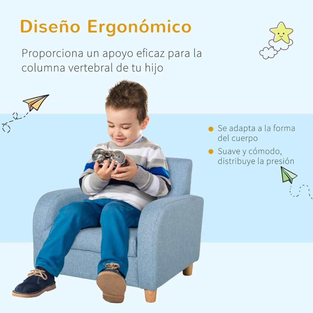 Discount - Sillón tela infantil Azul Entretenimiento·Hamacas Y Columpios|Estilo De Vida