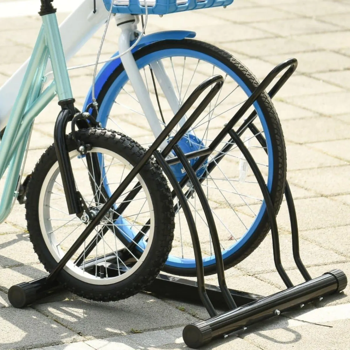 - Soporte de estacionamiento 2 bicicletas Negro*Homcom Best