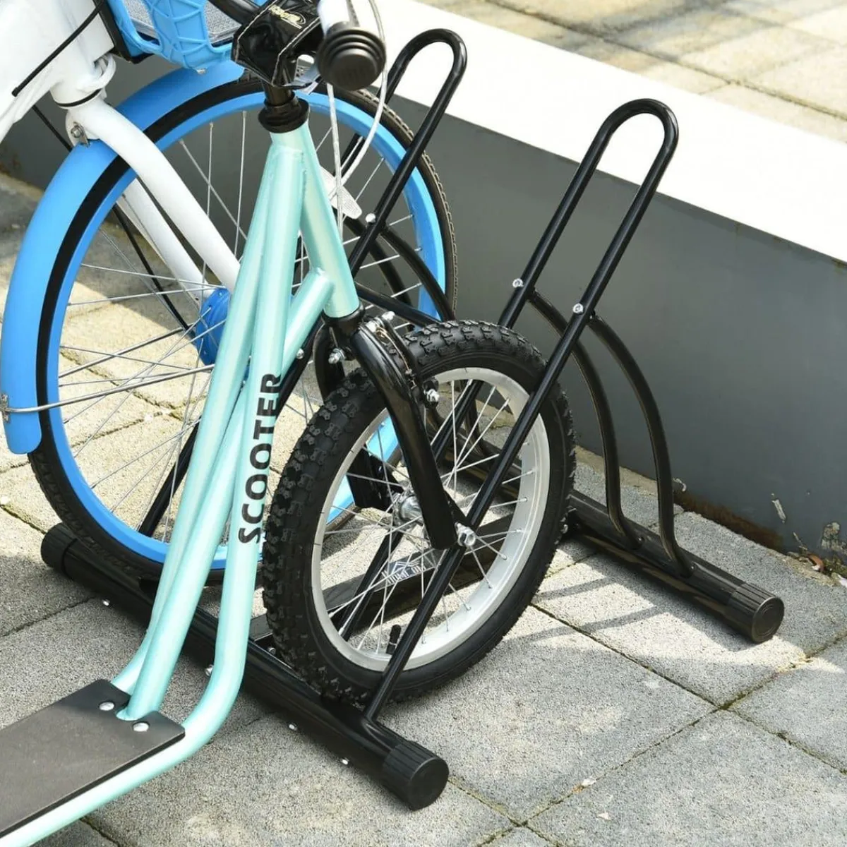 - Soporte de estacionamiento 2 bicicletas Negro*Homcom Best