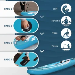 Homcom - Tabla de paddle surf hinchable Azul*Outsunny