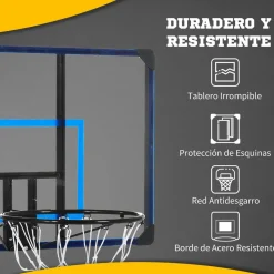 Homcom - Tablero con canasta baloncesto para pared Deportes