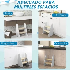 Best Homcom - Taburete 2 peldaños Blanco Estilo De Vida