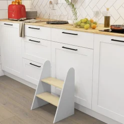 Best Homcom - Taburete 2 peldaños Blanco Estilo De Vida