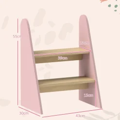 Homcom - Taburete Escalera infantil madera Rosa*AIYAPLAY Best