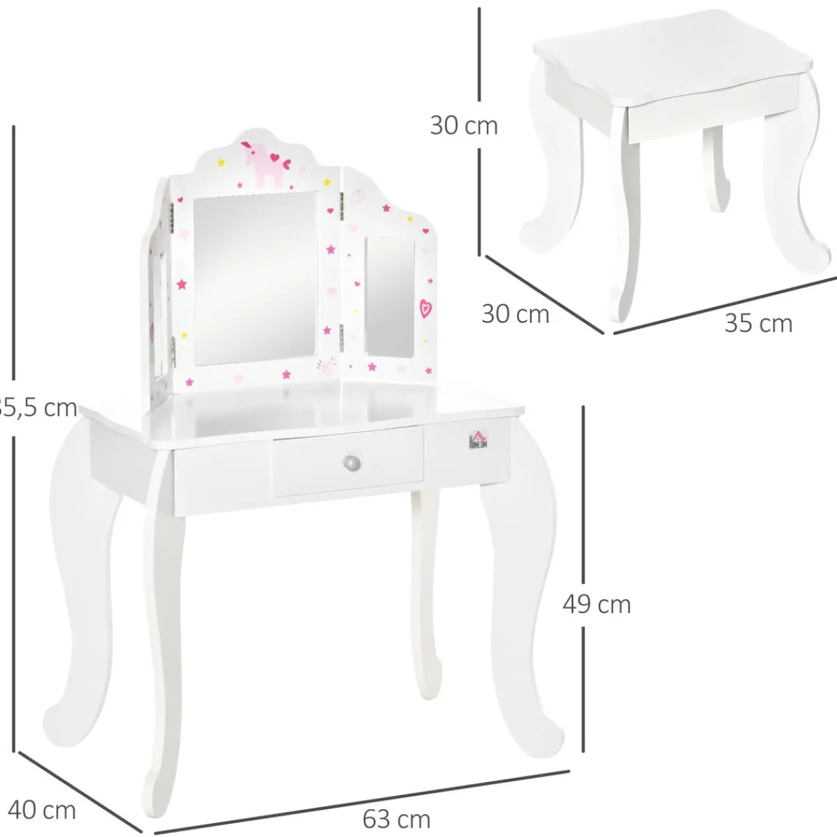 - Tocador de madera con taburete*Homcom Clearance