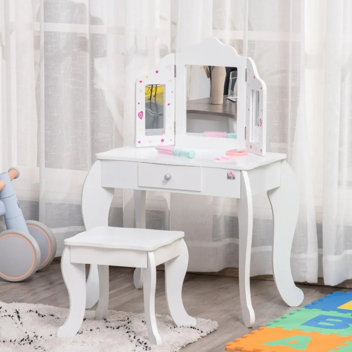 - Tocador de madera con taburete*Homcom Clearance