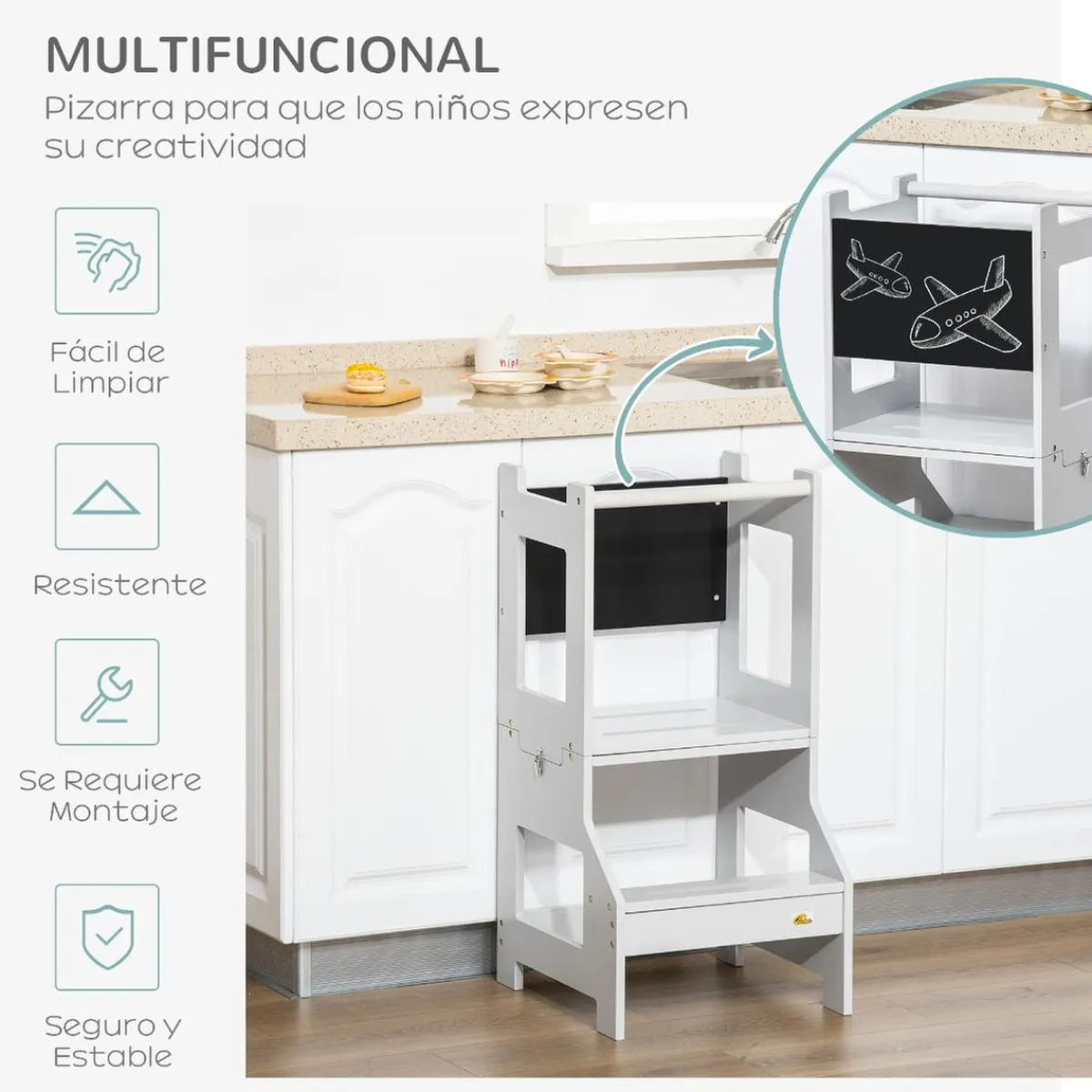 Hot - Torre aprendizaje 2 en 1 madera Gris Estilo De Vida