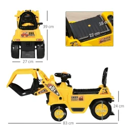 - Tractor correpasillos sin pedales amarillo*Homcom