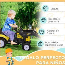 Outlet - Tractor excavadora a pedales amarillo Vehículos De Batería O A Pedales