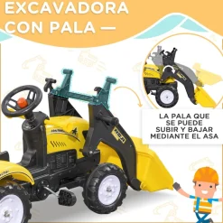 - Tractor excavadora a pedales con remolque amarillo*Homcom