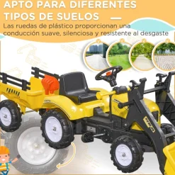 - Tractor excavadora a pedales con remolque amarillo*Homcom