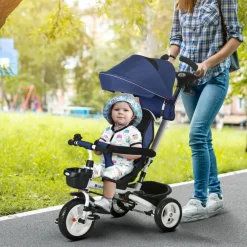 - Triciclo Evolutivo con Capota Reflectante - Azul*Homcom Online