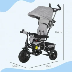 Hot - Triciclo para bebé con capota Gris Motos Y Triciclos