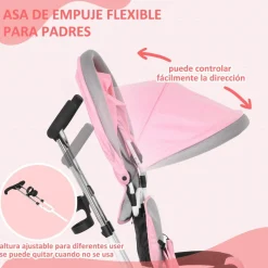 - Triciclo para bebé con capota Rosa*Homcom Discount