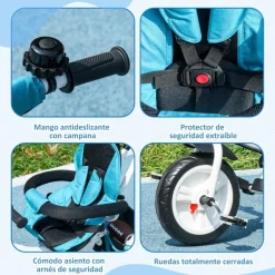Clearance - Triciclo para bebé con capota Azul Motos Y Triciclos