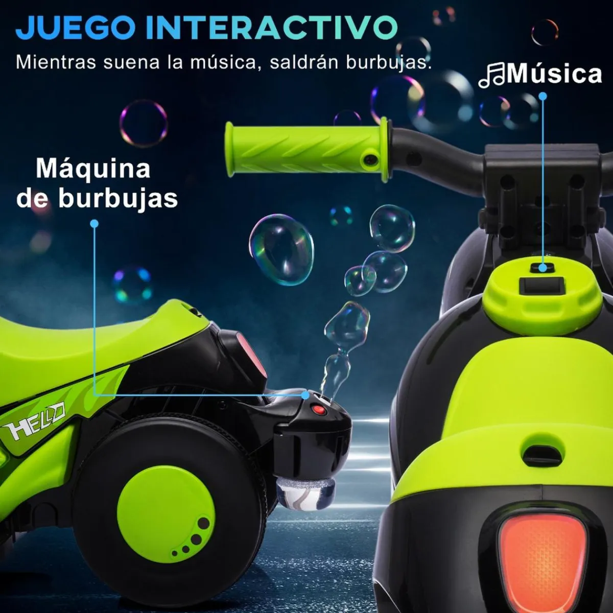 Homcom - Trimoto eléctrica batería 6 V con música y juegos Amarillo*AIYAPLAY Discount