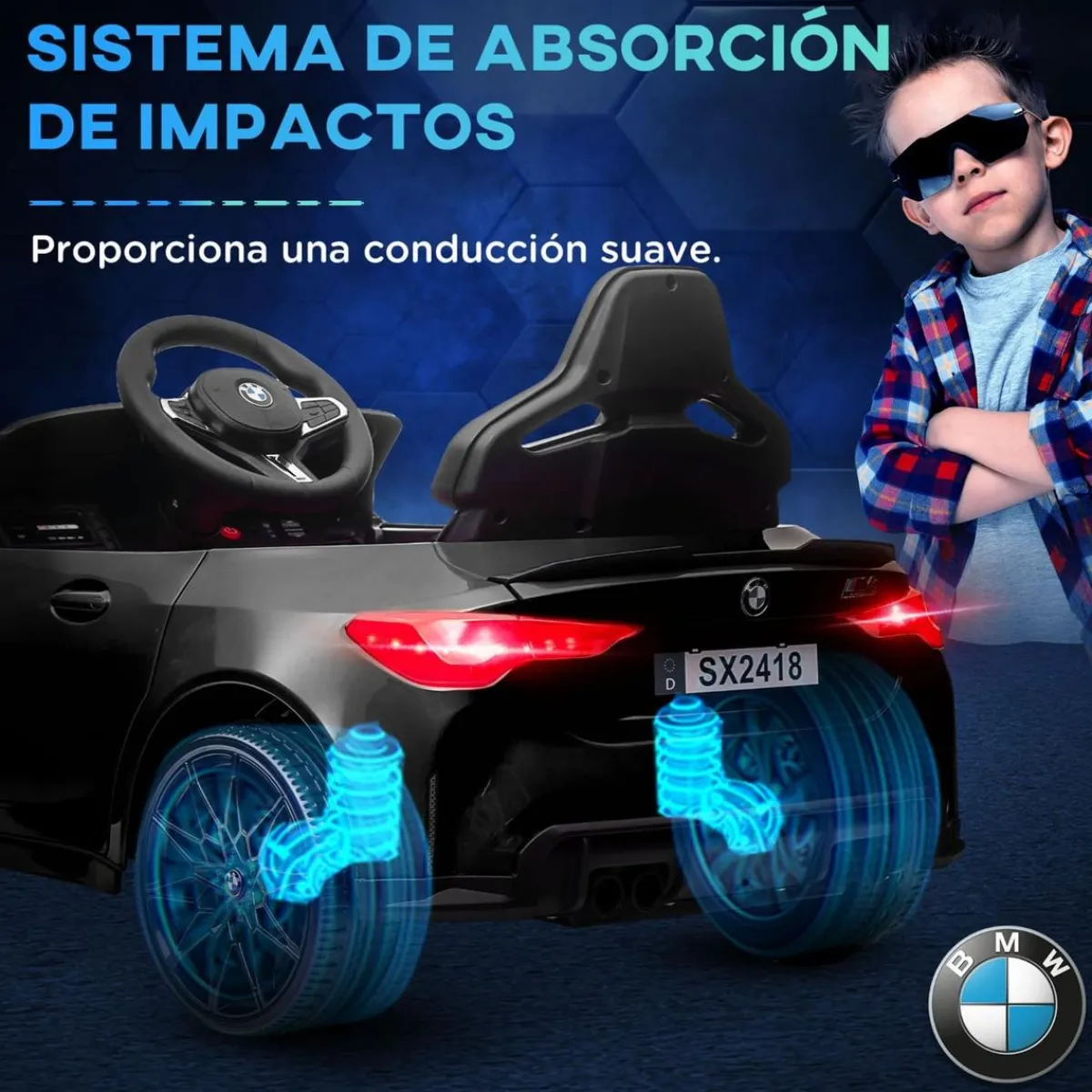 Homcom - Vehículo batería infantil BMW M4 Negro*AIYAPLAY Hot