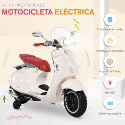 Online - Vespa blanca Vehículo de batería Vehículos De Batería O A Pedales